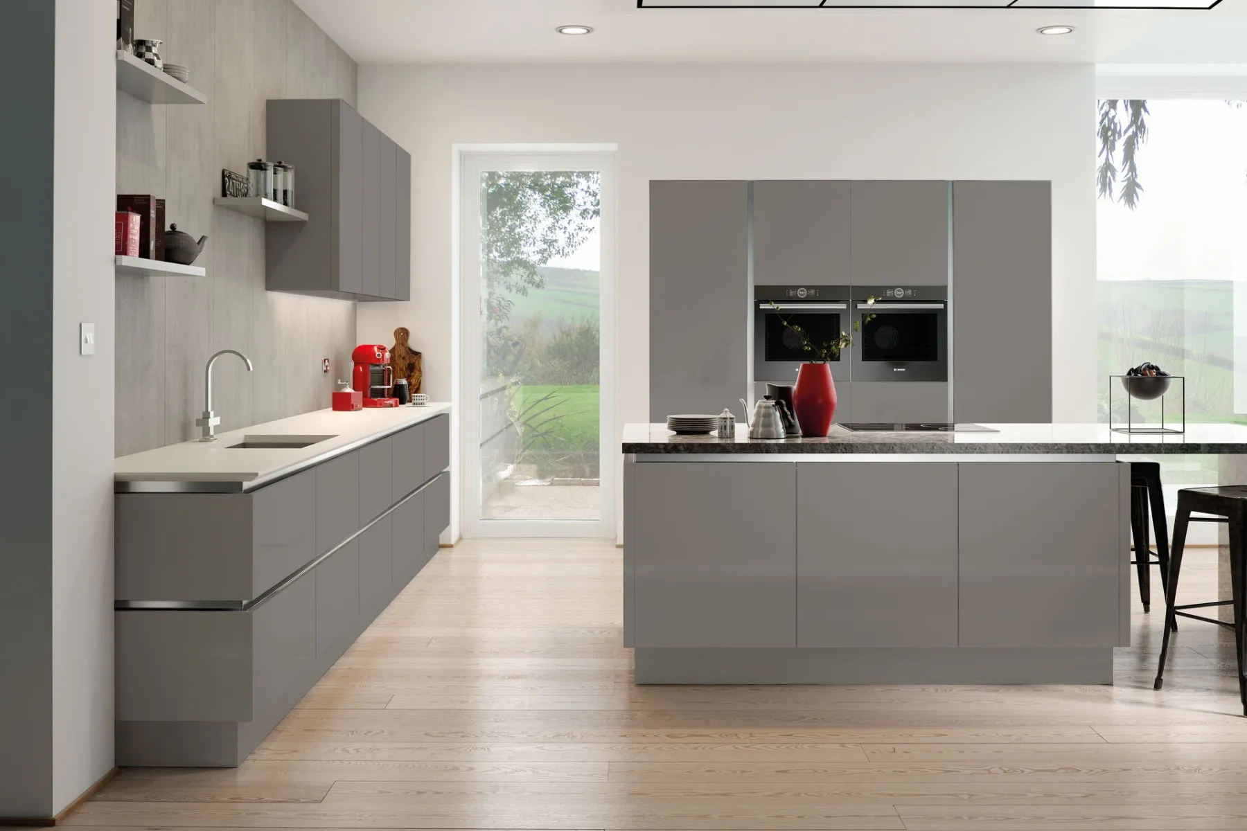 Contemporary kitchen in muted tones